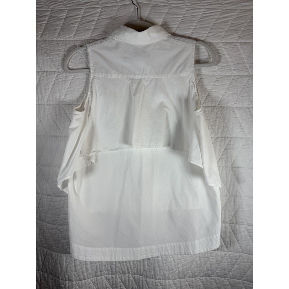 Peter Som sz 4 Women’s White Sleeveless Cotton Blend Collared Blouse MSRP $290 - Picture 8 of 9